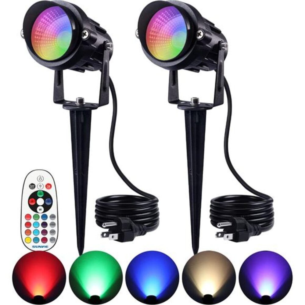 Halloween Spotlight Outdoor 12W RGB LED Color Changing Landscape Lights w Remote